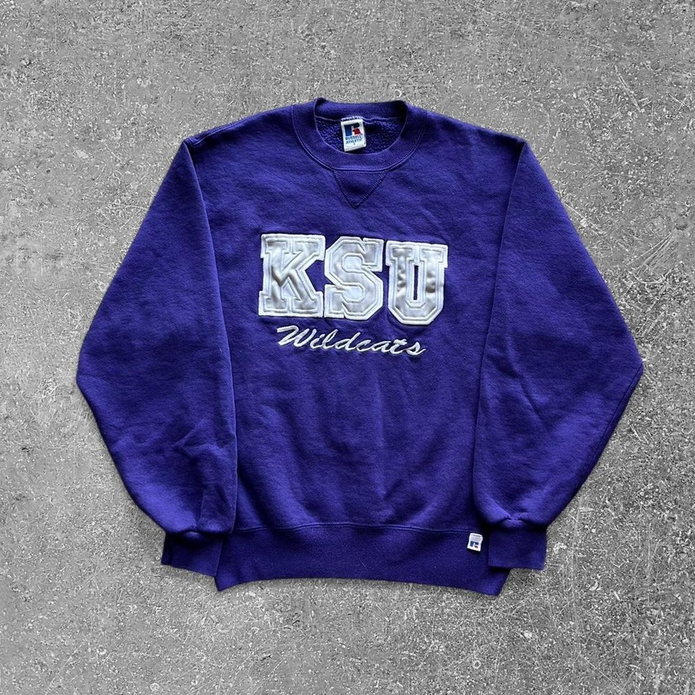 Vintage Russell Athletic Kansas State Wildcats KSU Crewneck Sweatshirt Purple S